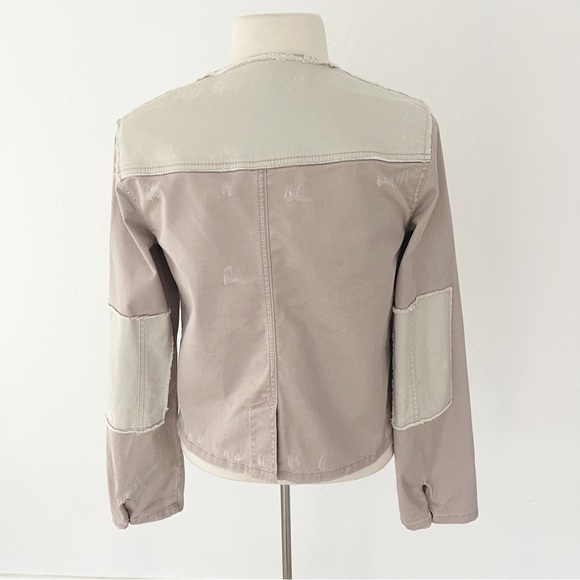 Free People Distressed Purple Cargo Utility Denim Bomber Jacket | Small - Picture 11 of 16